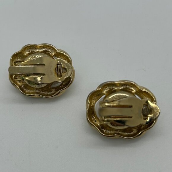 Vintage Gold-Tone Interchangeable Clip-On Earrings 10 Interchangeable Cabochons - Picture 12 of 13